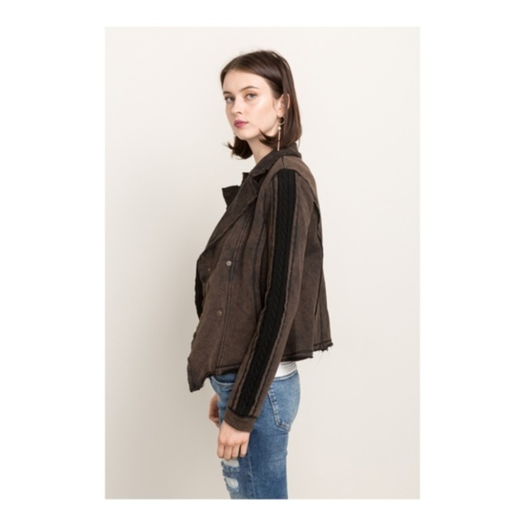 ONE LEFT (S) Terry Mix Sweater Jacket - Picture 3 of 8